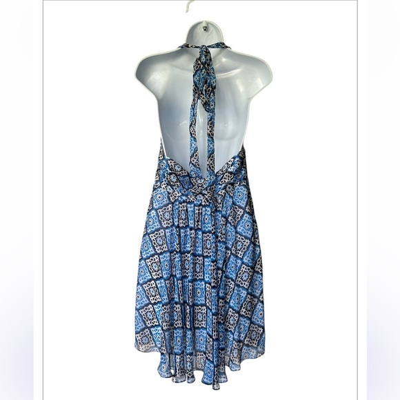 Milly silk halter dress blue floral backless excellent Size 8 - Picture 2 of 8